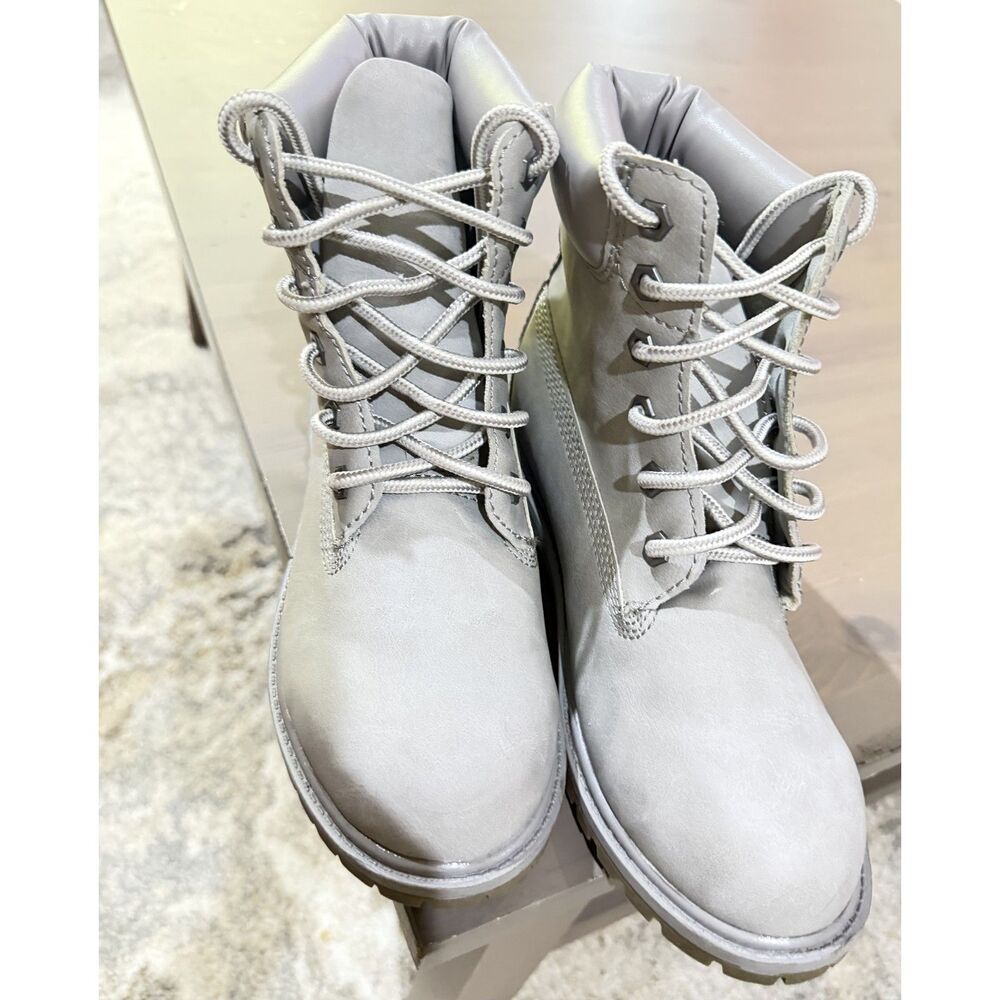 Macon Women’s Gray Lace-Up Combat Work Boots Size 7.5M Padded Collar